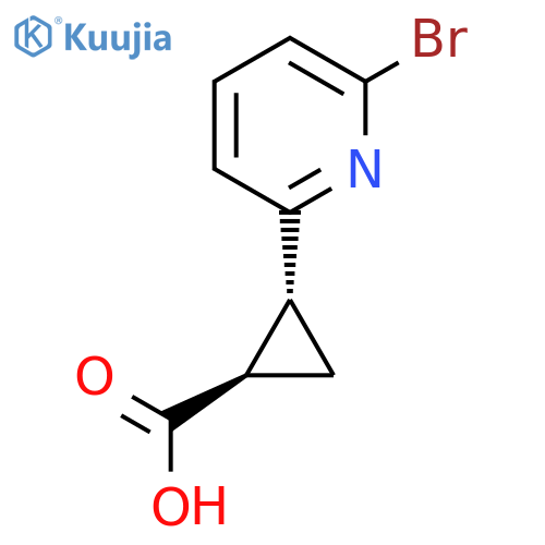 rac-(1R,2R)-2-(6-bromopyridin-2-yl)cyclopropane-1-carboxylic acid structure
