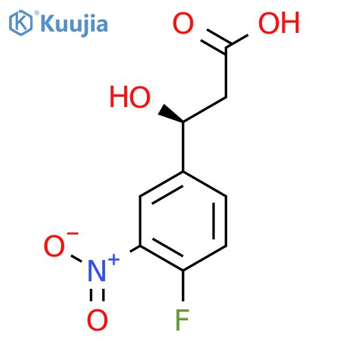 (3S)-3-(4-fluoro-3-nitrophenyl)-3-hydroxypropanoic acid structure