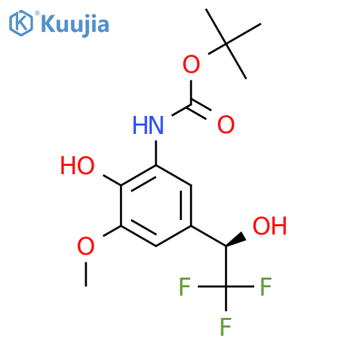 tert-butyl N-{2-hydroxy-3-methoxy-5-(1R)-2,2,2-trifluoro-1-hydroxyethylphenyl}carbamate structure