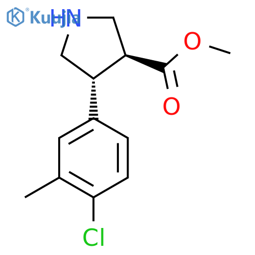 rac-methyl (3R,4S)-4-(4-chloro-3-methylphenyl)pyrrolidine-3-carboxylate structure