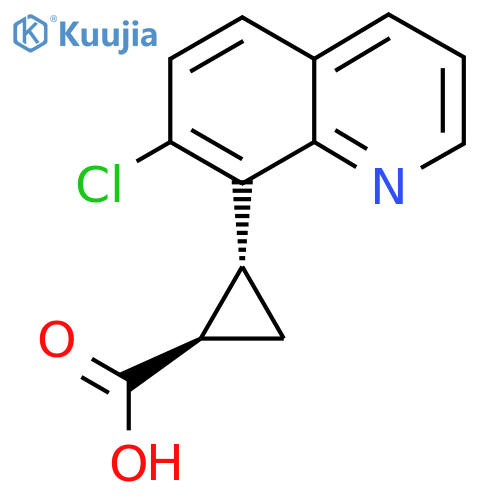 rac-(1R,2R)-2-(7-chloroquinolin-8-yl)cyclopropane-1-carboxylic acid structure