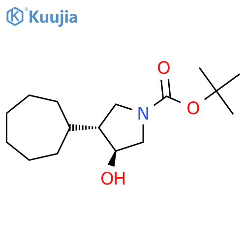 rac-tert-butyl (3R,4S)-3-cycloheptyl-4-hydroxypyrrolidine-1-carboxylate structure