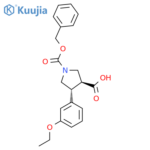 rac-(3R,4S)-1-(benzyloxy)carbonyl-4-(3-ethoxyphenyl)pyrrolidine-3-carboxylic acid structure