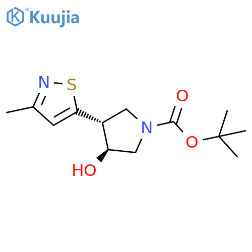 rac-tert-butyl (3R,4S)-3-hydroxy-4-(3-methyl-1,2-thiazol-5-yl)pyrrolidine-1-carboxylate structure