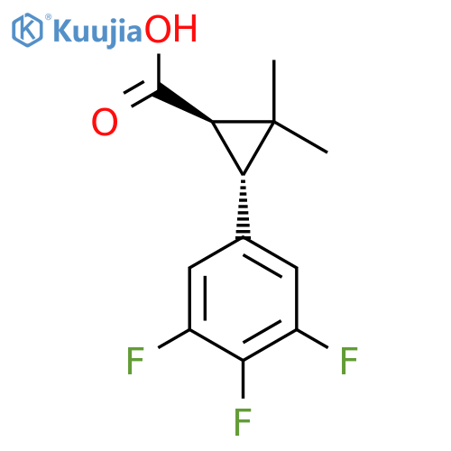 rac-(1R,3R)-2,2-dimethyl-3-(3,4,5-trifluorophenyl)cyclopropane-1-carboxylic acid structure