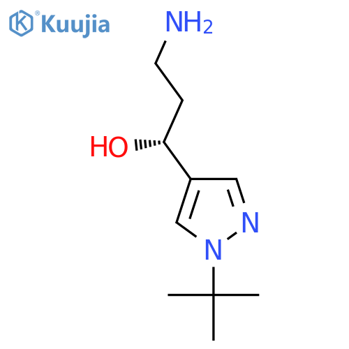 (1R)-3-amino-1-(1-tert-butyl-1H-pyrazol-4-yl)propan-1-ol structure