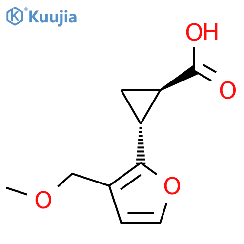 rac-(1R,2R)-2-3-(methoxymethyl)furan-2-ylcyclopropane-1-carboxylic acid structure