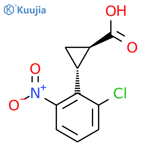 rac-(1R,2R)-2-(2-chloro-6-nitrophenyl)cyclopropane-1-carboxylic acid structure