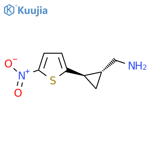 rac-[(1R,2R)-2-(5-nitrothiophen-2-yl)cyclopropyl]methanamine structure