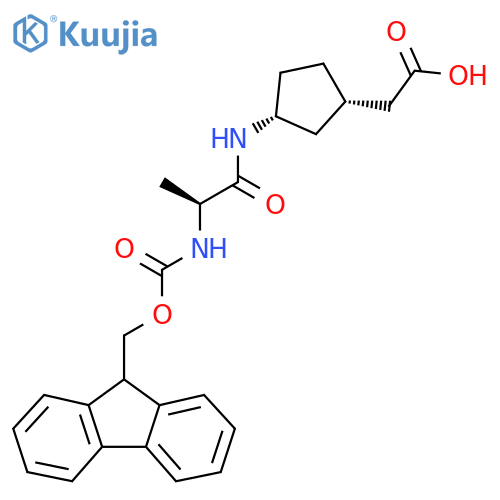 2-(1RS,3SR)-3-(2S)-2-({(9H-fluoren-9-yl)methoxycarbonyl}amino)propanamidocyclopentylacetic acid structure