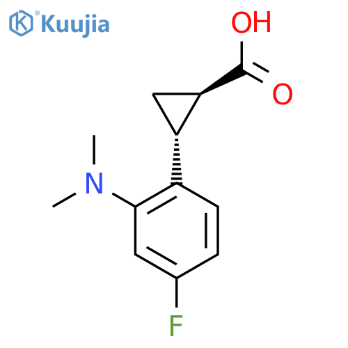 rac-(1R,2R)-2-2-(dimethylamino)-4-fluorophenylcyclopropane-1-carboxylic acid structure