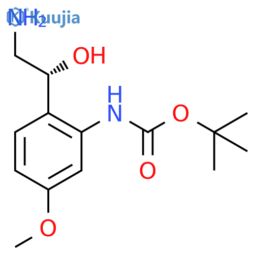 tert-butyl N-{2-(1R)-2-amino-1-hydroxyethyl-5-methoxyphenyl}carbamate structure