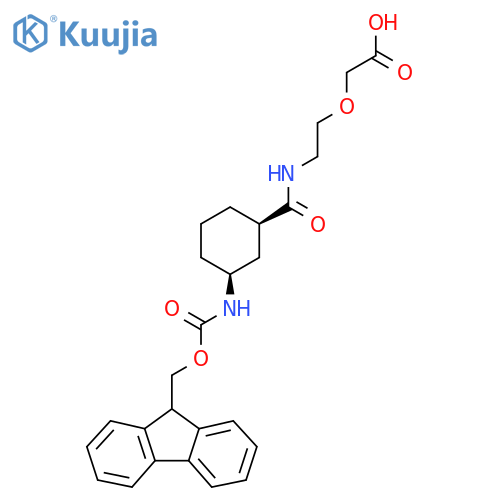 rac-2-(2-{(1R,3S)-3-({(9H-fluoren-9-yl)methoxycarbonyl}amino)cyclohexylformamido}ethoxy)acetic acid structure