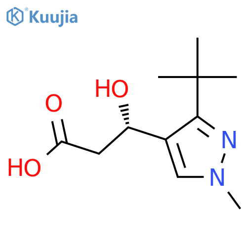(3S)-3-(3-tert-butyl-1-methyl-1H-pyrazol-4-yl)-3-hydroxypropanoic acid structure