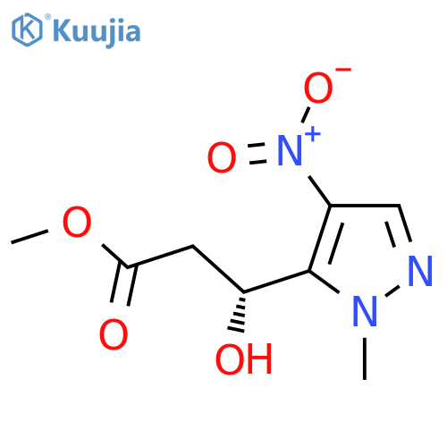 methyl (3R)-3-hydroxy-3-(1-methyl-4-nitro-1H-pyrazol-5-yl)propanoate structure
