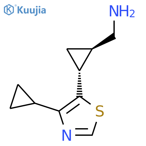 rac-(1R,2R)-2-(4-cyclopropyl-1,3-thiazol-5-yl)cyclopropylmethanamine structure