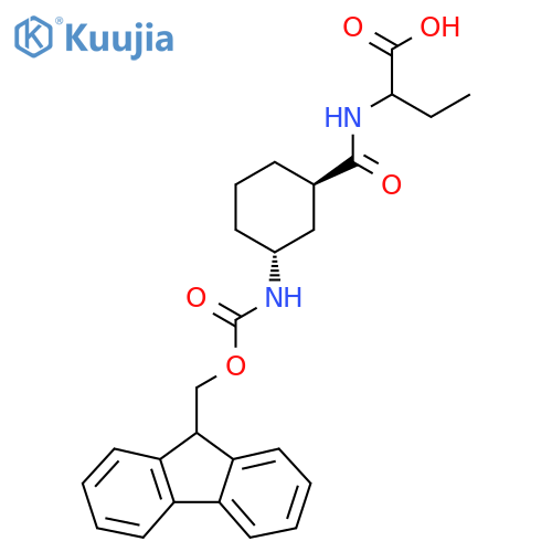 rac-2-{(1R,3R)-3-({(9H-fluoren-9-yl)methoxycarbonyl}amino)cyclohexylformamido}butanoic acid structure