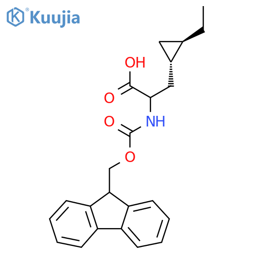 rac-3-(1R,2S)-2-ethylcyclopropyl-2-({(9H-fluoren-9-yl)methoxycarbonyl}amino)propanoic acid structure