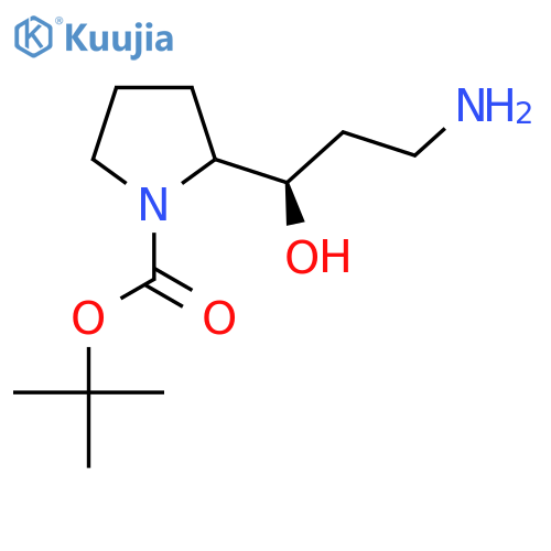 tert-butyl 2-(1R)-3-amino-1-hydroxypropylpyrrolidine-1-carboxylate structure