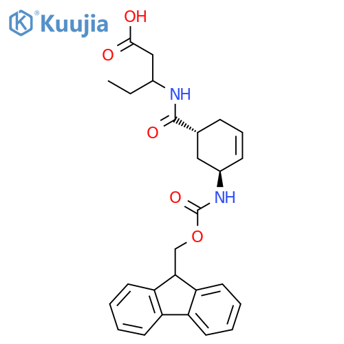 rac-3-{(1R,5S)-5-({(9H-fluoren-9-yl)methoxycarbonyl}amino)cyclohex-3-en-1-ylformamido}pentanoic acid structure