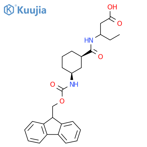 rac-3-{(1R,3S)-3-({(9H-fluoren-9-yl)methoxycarbonyl}amino)cyclohexylformamido}pentanoic acid structure