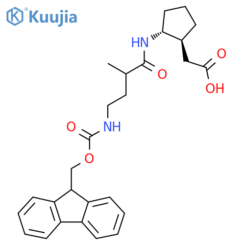 rac-2-(1R,2S)-2-4-({(9H-fluoren-9-yl)methoxycarbonyl}amino)-2-methylbutanamidocyclopentylacetic acid structure