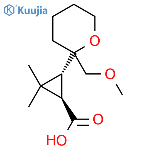 rac-(1R,3R)-3-2-(methoxymethyl)oxan-2-yl-2,2-dimethylcyclopropane-1-carboxylic acid structure