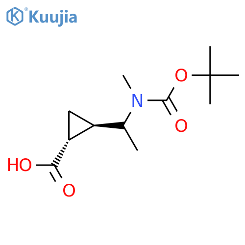 rac-(1R,2R)-2-(1-{(tert-butoxy)carbonyl(methyl)amino}ethyl)cyclopropane-1-carboxylic acid structure