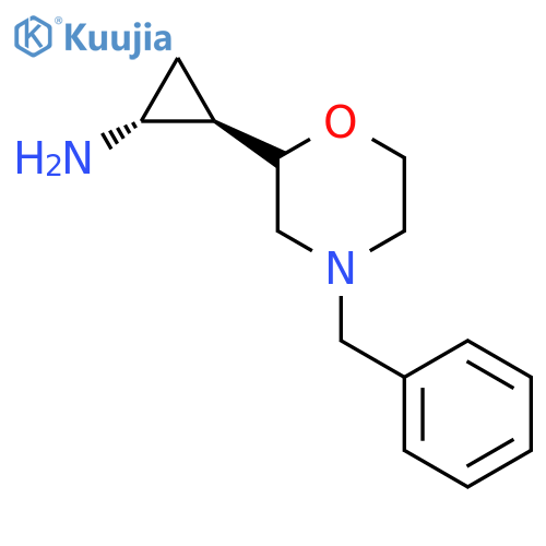 rac-(1R,2R)-2-(4-benzylmorpholin-2-yl)cyclopropan-1-amine structure
