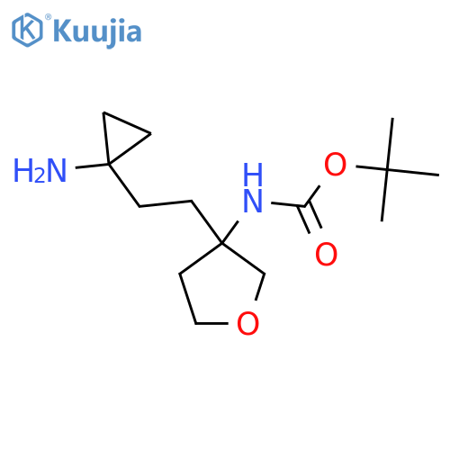 tert-butyl N-{3-2-(1-aminocyclopropyl)ethyloxolan-3-yl}carbamate structure