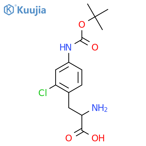 2-amino-3-(4-{(tert-butoxy)carbonylamino}-2-chlorophenyl)propanoic acid structure