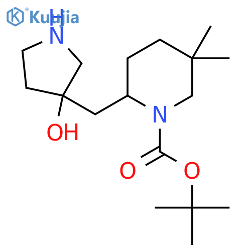 tert-butyl 2-(3-hydroxypyrrolidin-3-yl)methyl-5,5-dimethylpiperidine-1-carboxylate structure