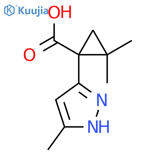 2,2-dimethyl-1-(5-methyl-1H-pyrazol-3-yl)cyclopropane-1-carboxylic acid structure
