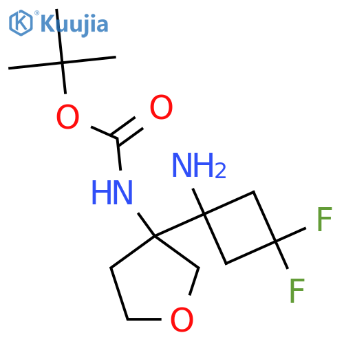 tert-butyl N-3-(1-amino-3,3-difluorocyclobutyl)oxolan-3-ylcarbamate structure