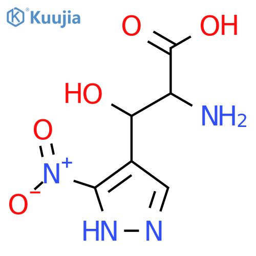 2-amino-3-hydroxy-3-(3-nitro-1H-pyrazol-4-yl)propanoic acid structure