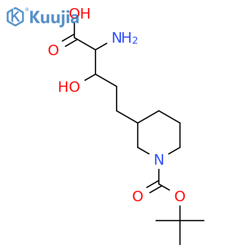 2-amino-5-{1-(tert-butoxy)carbonylpiperidin-3-yl}-3-hydroxypentanoic acid structure