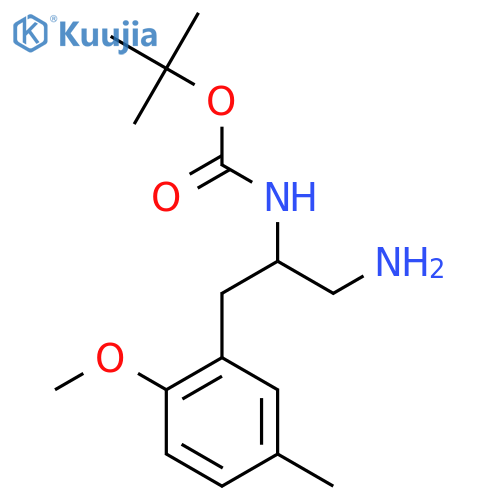 tert-butyl N-1-amino-3-(2-methoxy-5-methylphenyl)propan-2-ylcarbamate structure
