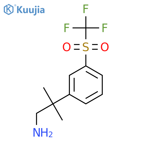 2-methyl-2-(3-trifluoromethanesulfonylphenyl)propan-1-amine structure