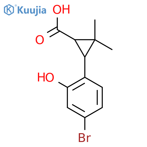 3-(4-bromo-2-hydroxyphenyl)-2,2-dimethylcyclopropane-1-carboxylic acid structure