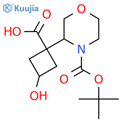 1-{4-(tert-butoxy)carbonylmorpholin-3-yl}-3-hydroxycyclobutane-1-carboxylic acid structure