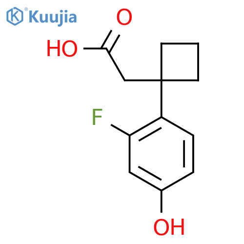 2-1-(2-fluoro-4-hydroxyphenyl)cyclobutylacetic acid structure