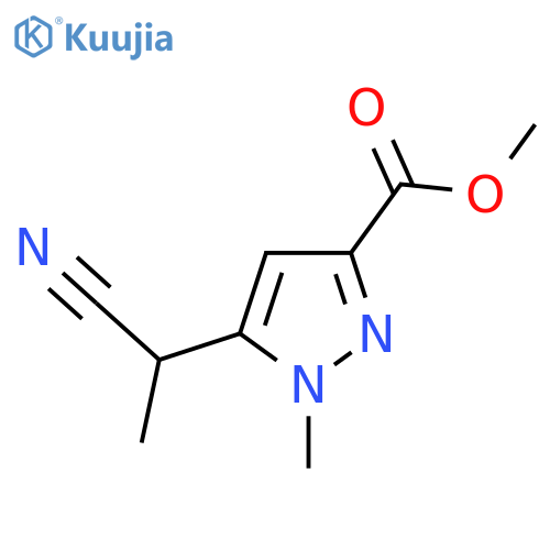 methyl 5-(1-cyanoethyl)-1-methyl-1H-pyrazole-3-carboxylate structure