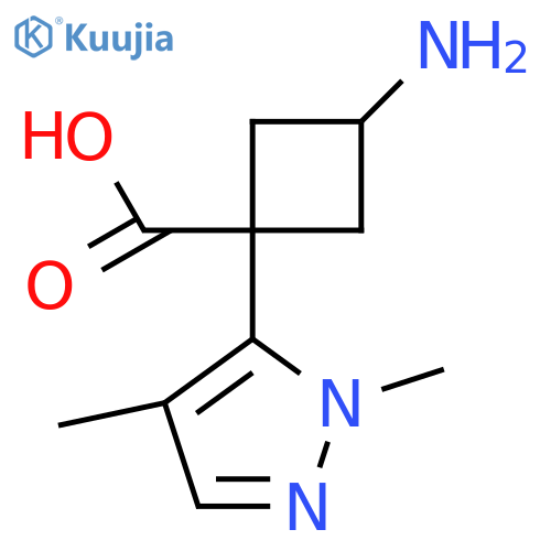 3-amino-1-(1,4-dimethyl-1H-pyrazol-5-yl)cyclobutane-1-carboxylic acid structure
