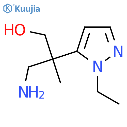 3-amino-2-(1-ethyl-1H-pyrazol-5-yl)-2-methylpropan-1-ol structure