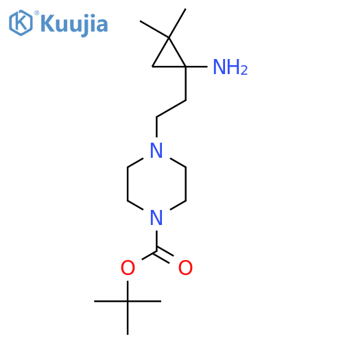 tert-butyl 4-2-(1-amino-2,2-dimethylcyclopropyl)ethylpiperazine-1-carboxylate structure