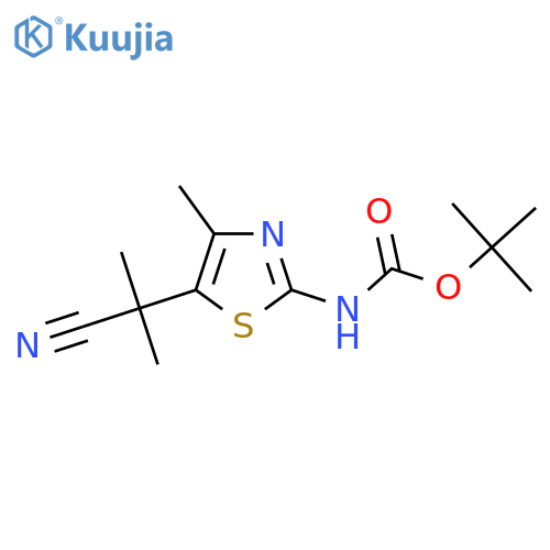 tert-butyl N-5-(1-cyano-1-methylethyl)-4-methyl-1,3-thiazol-2-ylcarbamate structure
