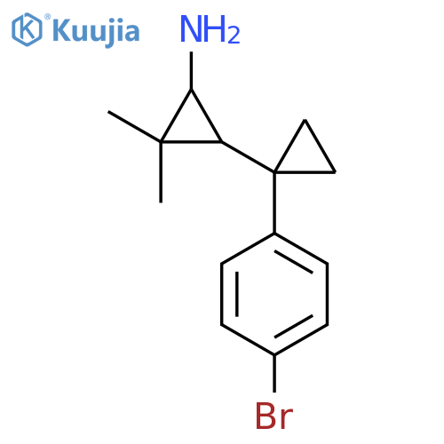 3-1-(4-bromophenyl)cyclopropyl-2,2-dimethylcyclopropan-1-amine structure