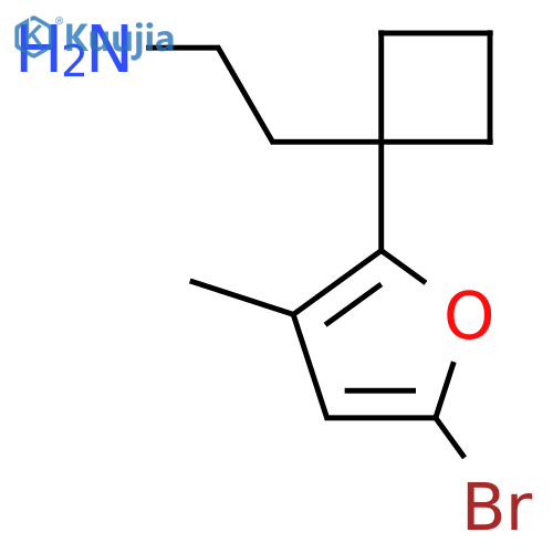 2-1-(5-bromo-3-methylfuran-2-yl)cyclobutylethan-1-amine structure