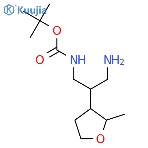 tert-butyl N-3-amino-2-(2-methyloxolan-3-yl)propylcarbamate structure