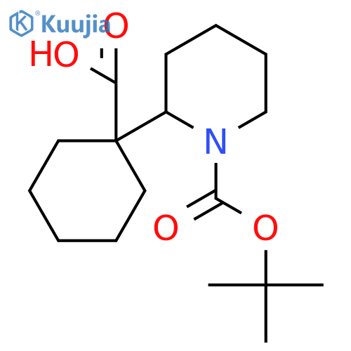 1-{1-(tert-butoxy)carbonylpiperidin-2-yl}cyclohexane-1-carboxylic acid structure